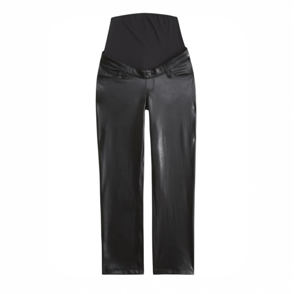 Abercrombie & Fitch Black Maternity Vegan Leather 90s Straight Pant Sz‎ 31 #18